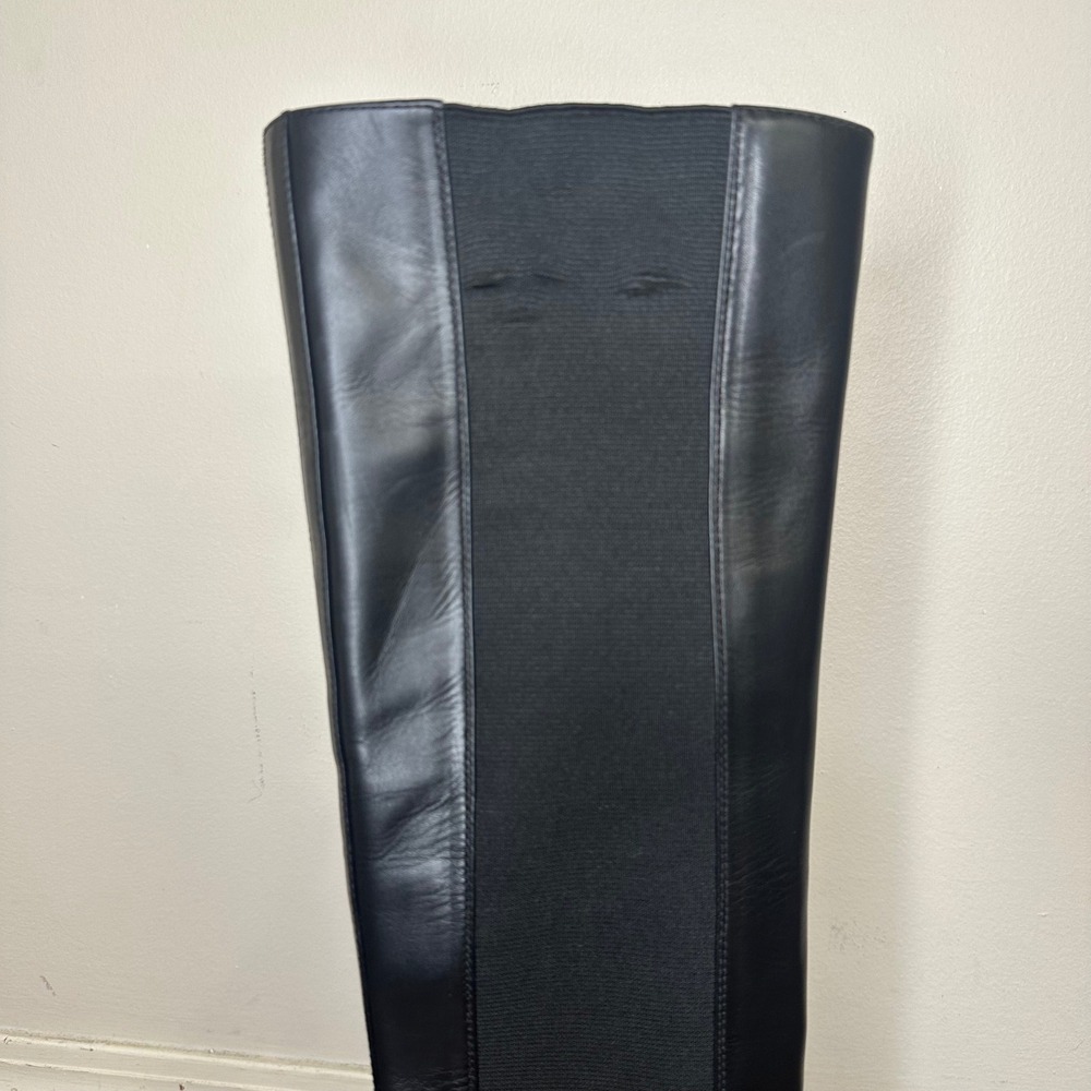 Jil Sander Black Leather Knee High Boots Elastic Sides 39.5 New w/Imperfections - Picture 11 of 11